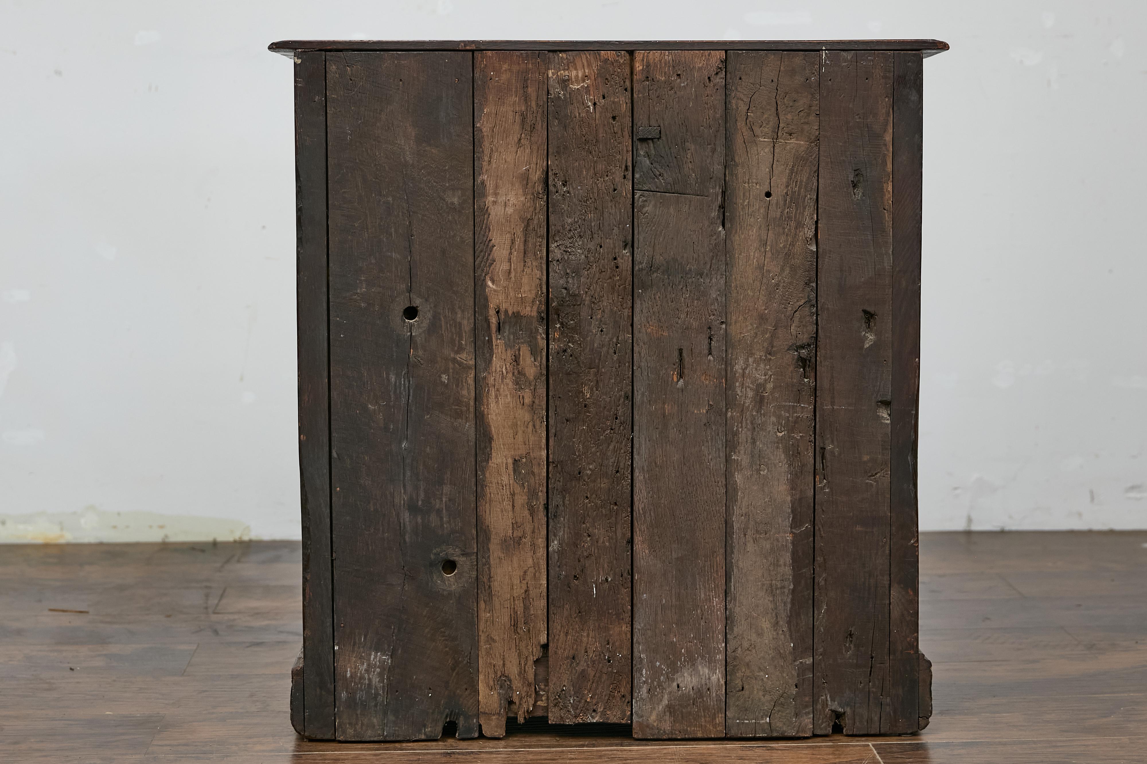 English Renaissance Revival Oak Storage Cabinet with Bone and Pearl Inlay 10