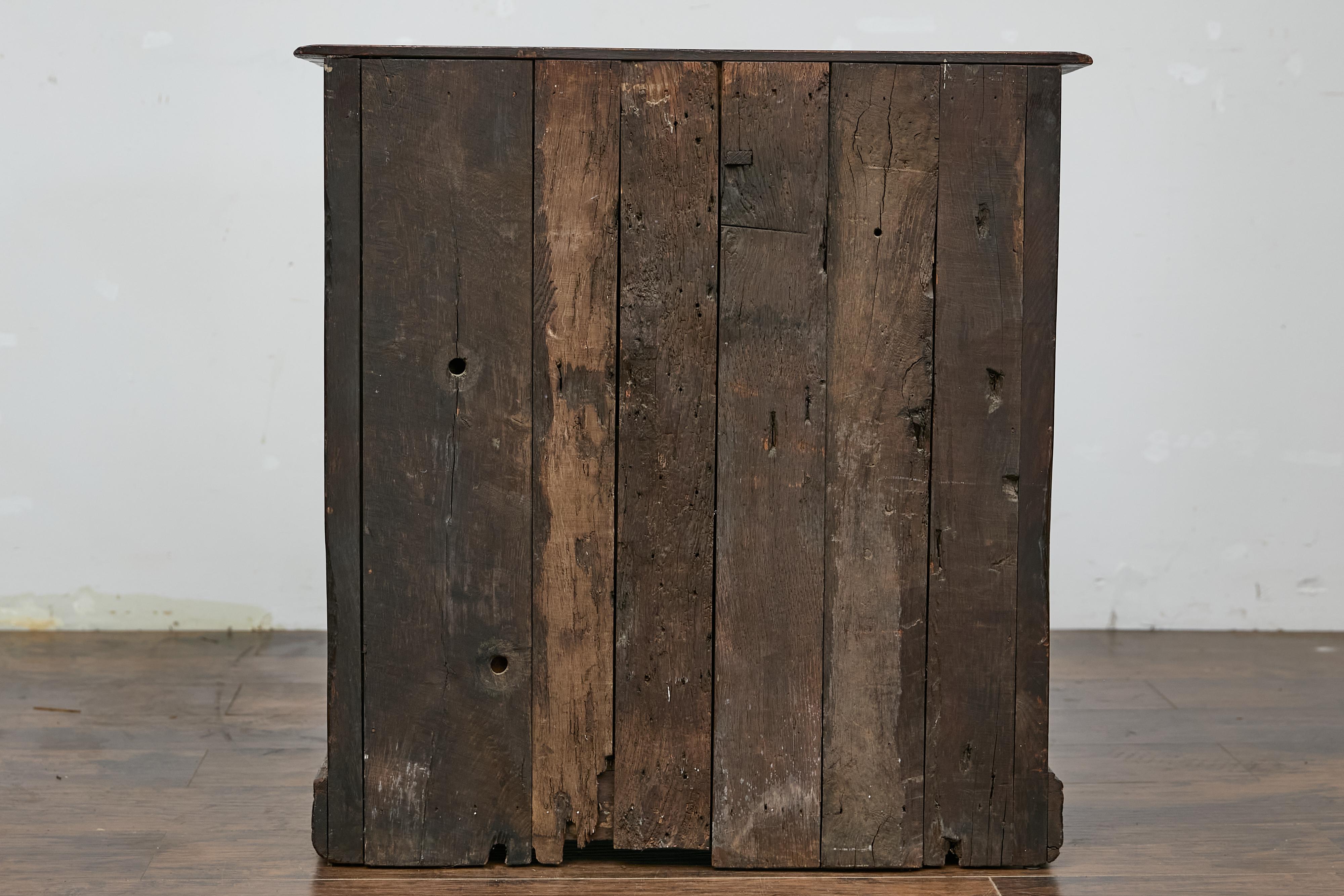 English Renaissance Revival Oak Storage Cabinet with Bone and Pearl Inlay 11