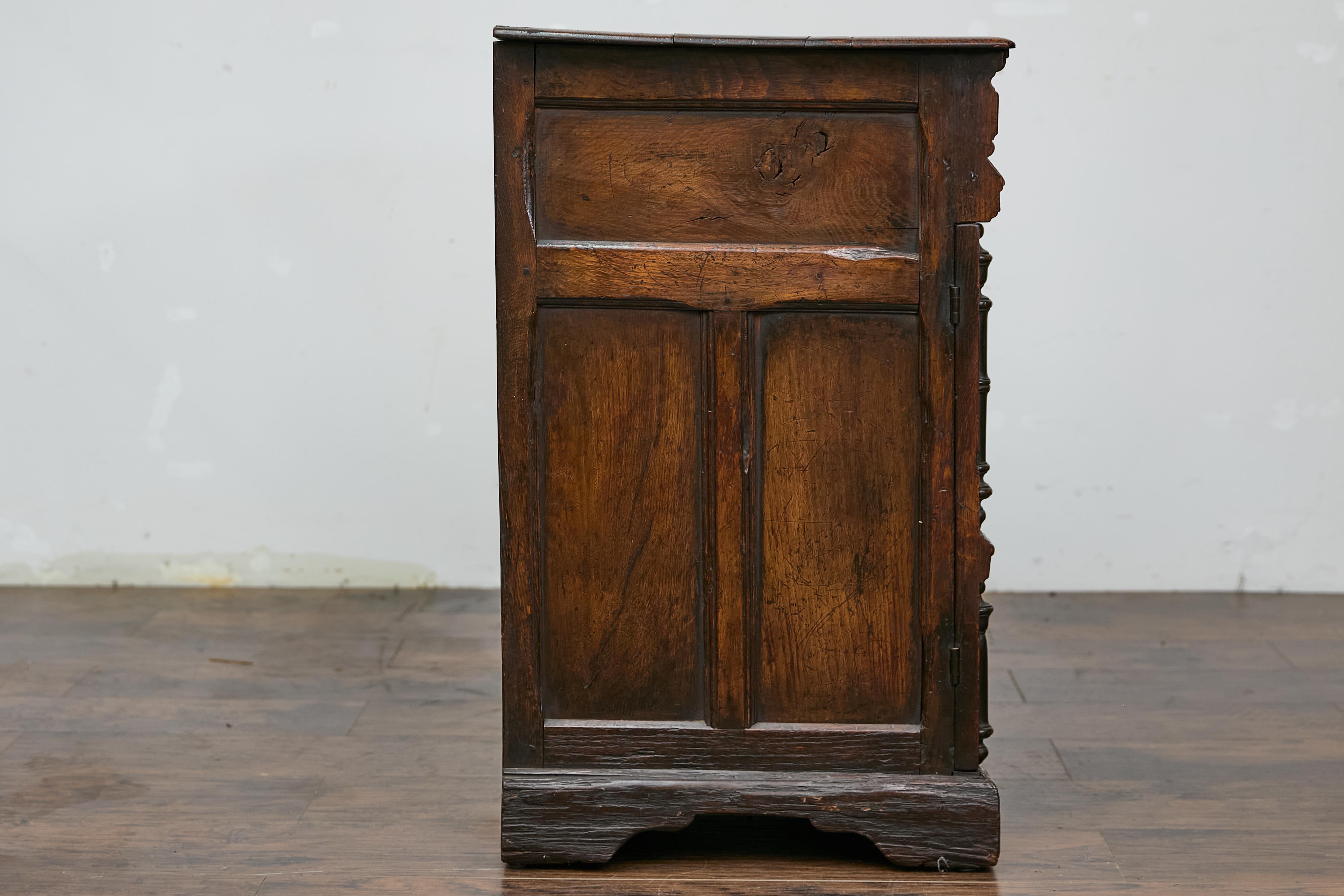 English Renaissance Revival Oak Storage Cabinet with Bone and Pearl Inlay 15