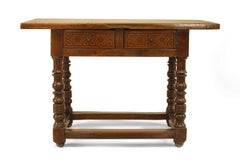 English Renaissance Style Oak Console Table