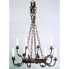 English Renaissance Style Gilt Iron Chandelier