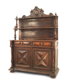 English Renaissance Walnut Hutch Cabinet