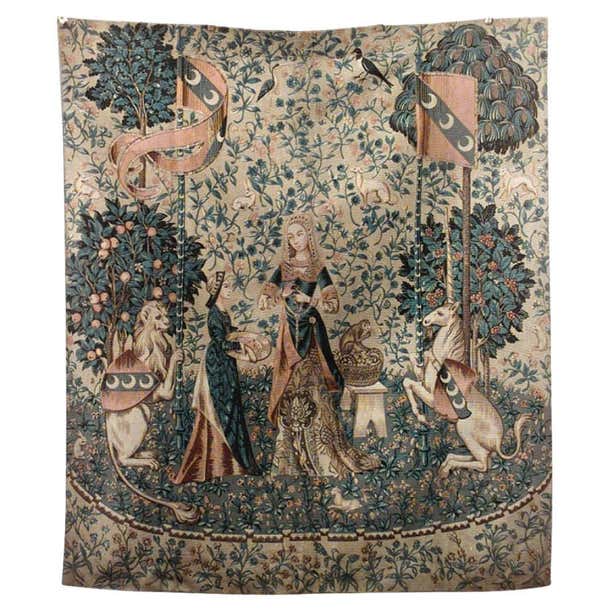 English Renaissance Style Painted Mythological Tapestry For Sale at 1stDibs