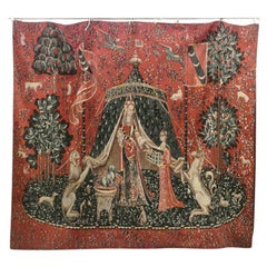 English Renaissance Style Tapestry of Queen with Unicorn, 20th Century