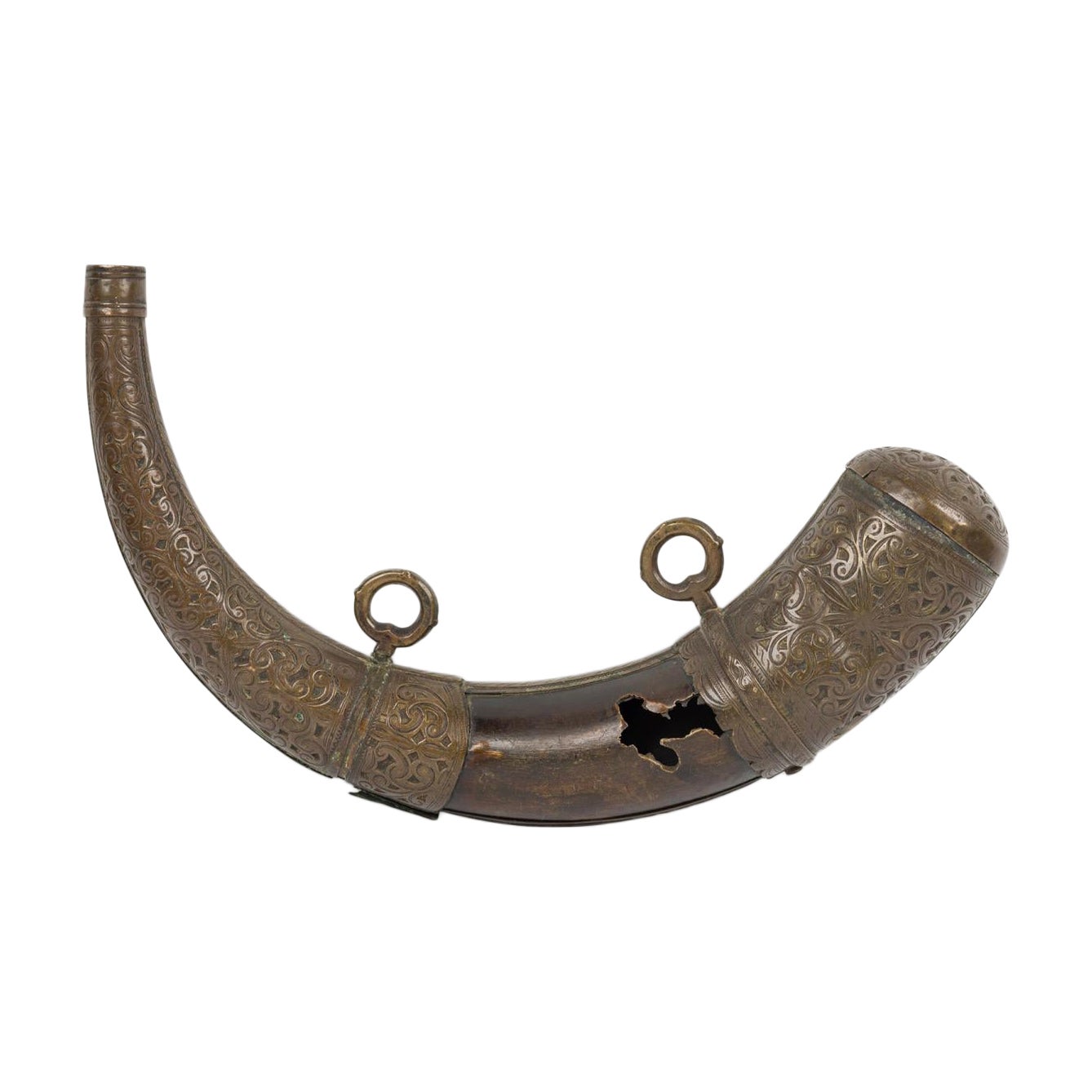 English Renaissance Style Powder Horn en venta