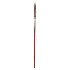 English Renaissance Style Red Painted Wood and Iron Spear