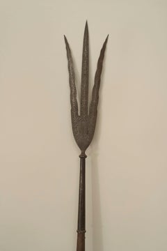 English Renaissance Style Three Pronged Iron Spear