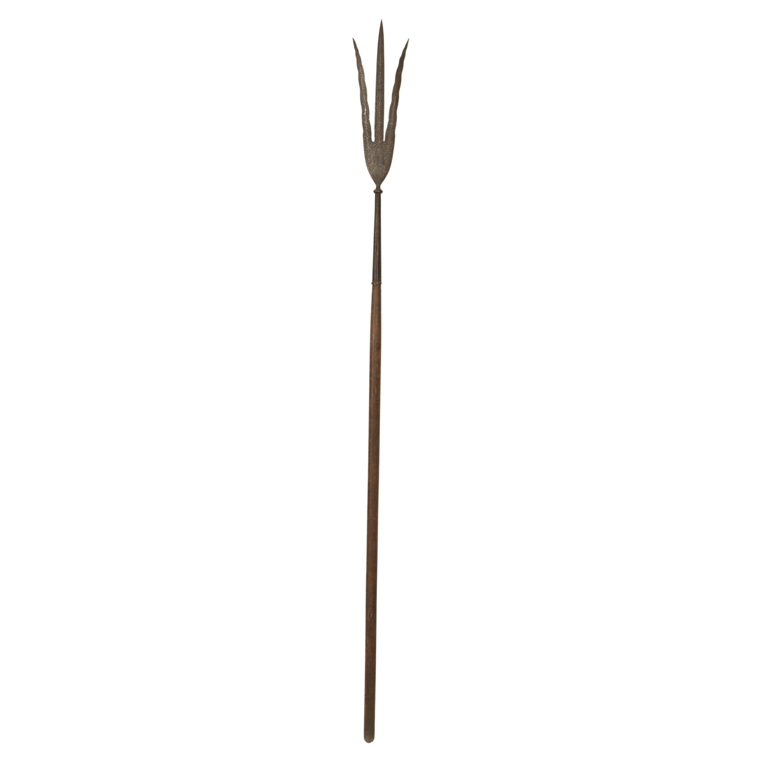 English Renaissance Style Three Pronged Iron Spear