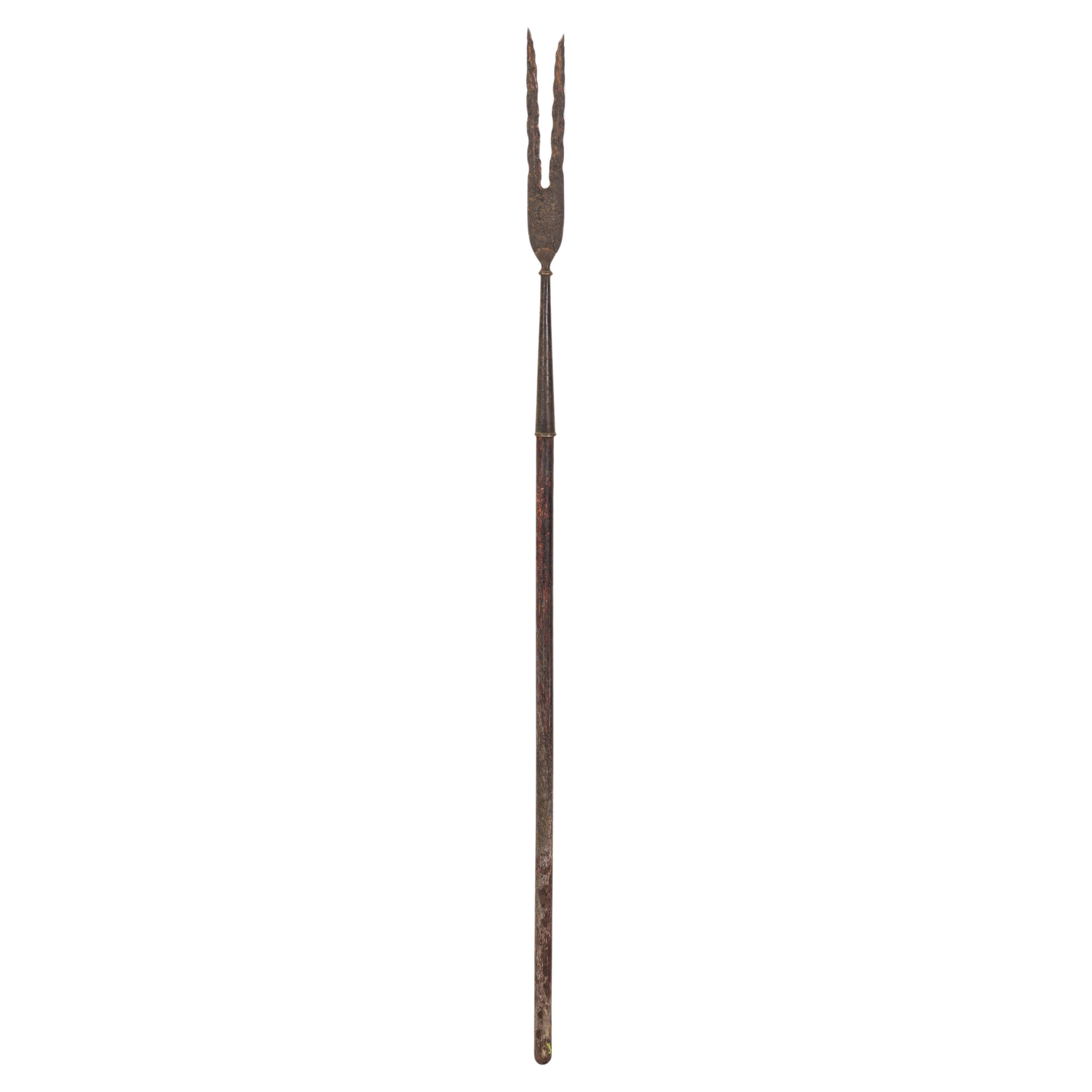 Spear courte de style Renaissance anglaise à deux griffes en bois et en fer