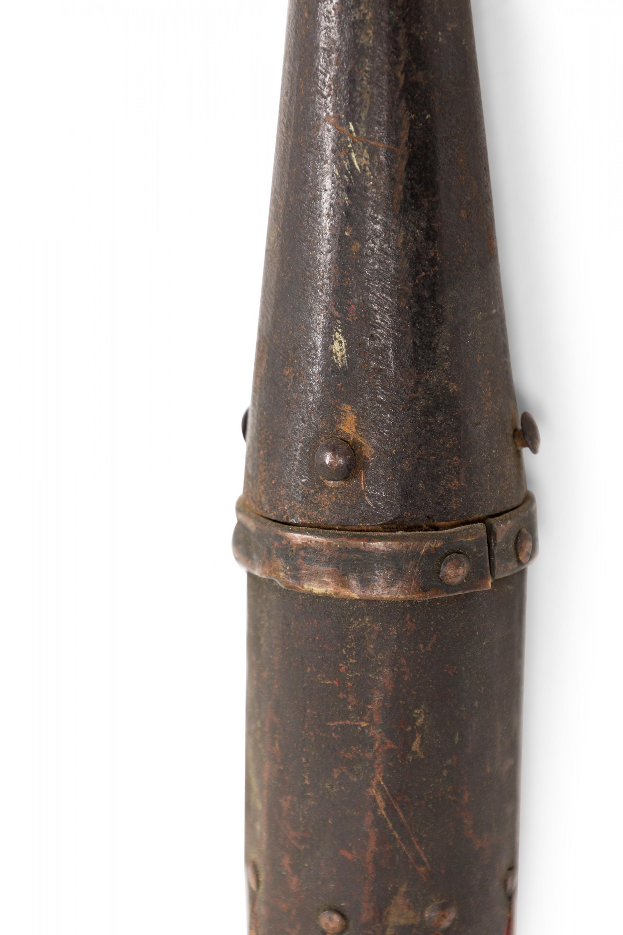 Renaissance Revival English Renaissance Style Velvet Wrapped Iron Halberd For Sale