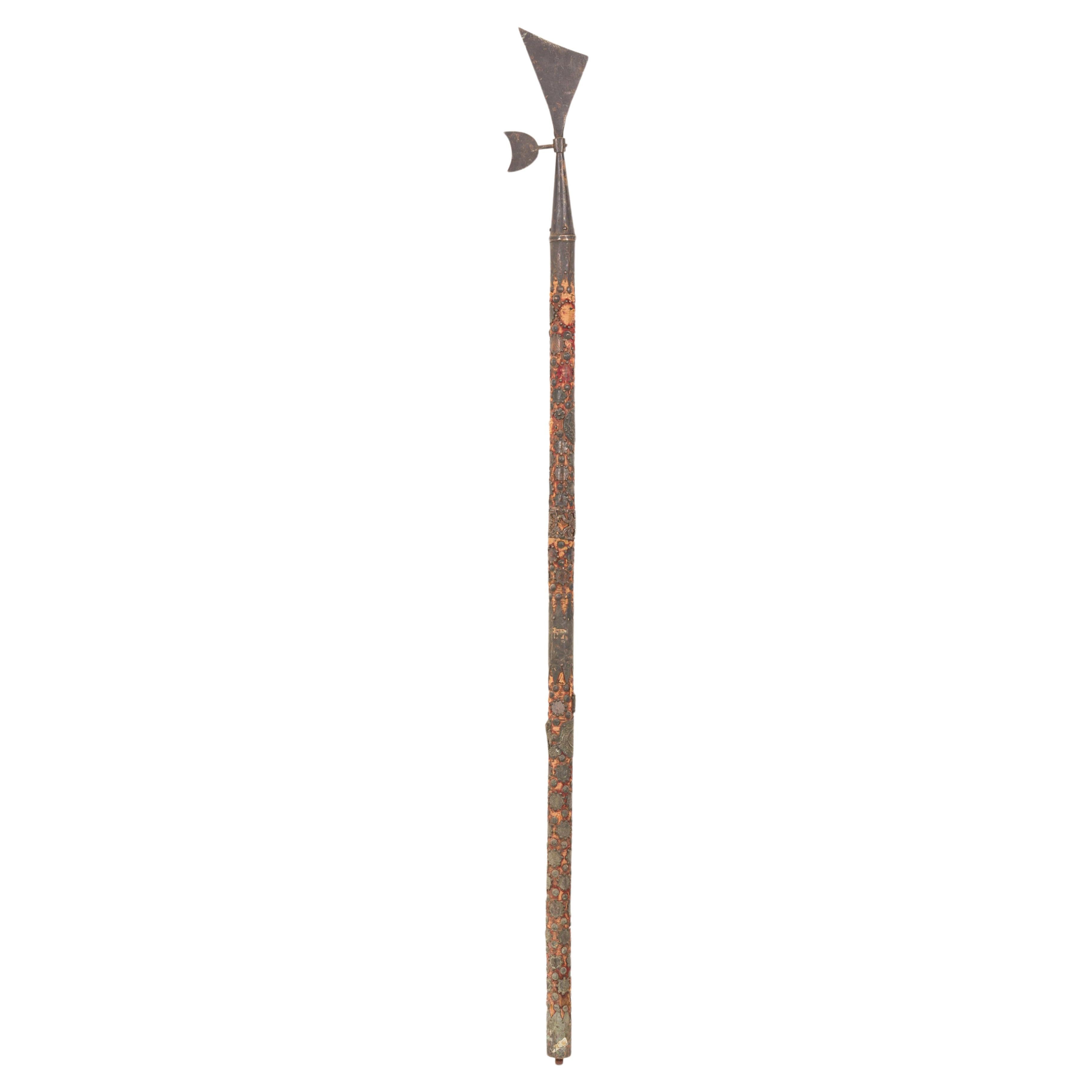 English Renaissance Style Velvet Wrapped Iron Halberd For Sale