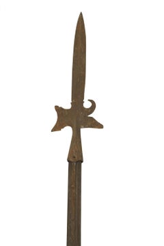 English Renaissance Style Wood and Iron Halberd
