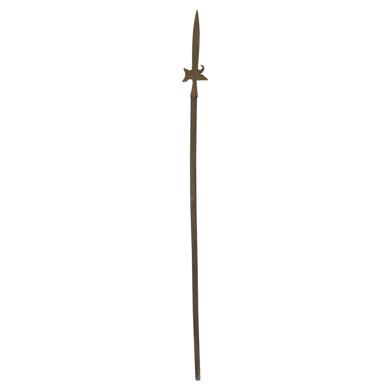 English Renaissance Style Wood and Iron Halberd