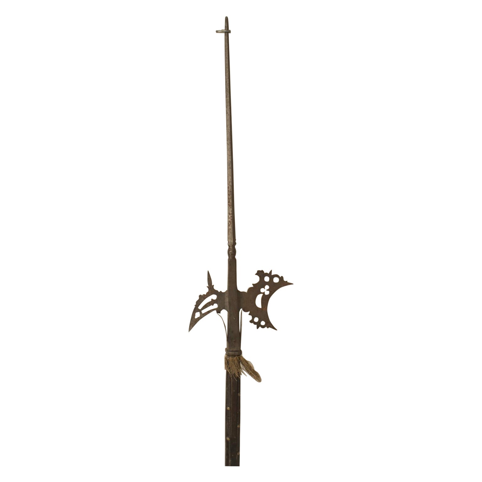 English Renaissance Style Wood and Iron Halberd