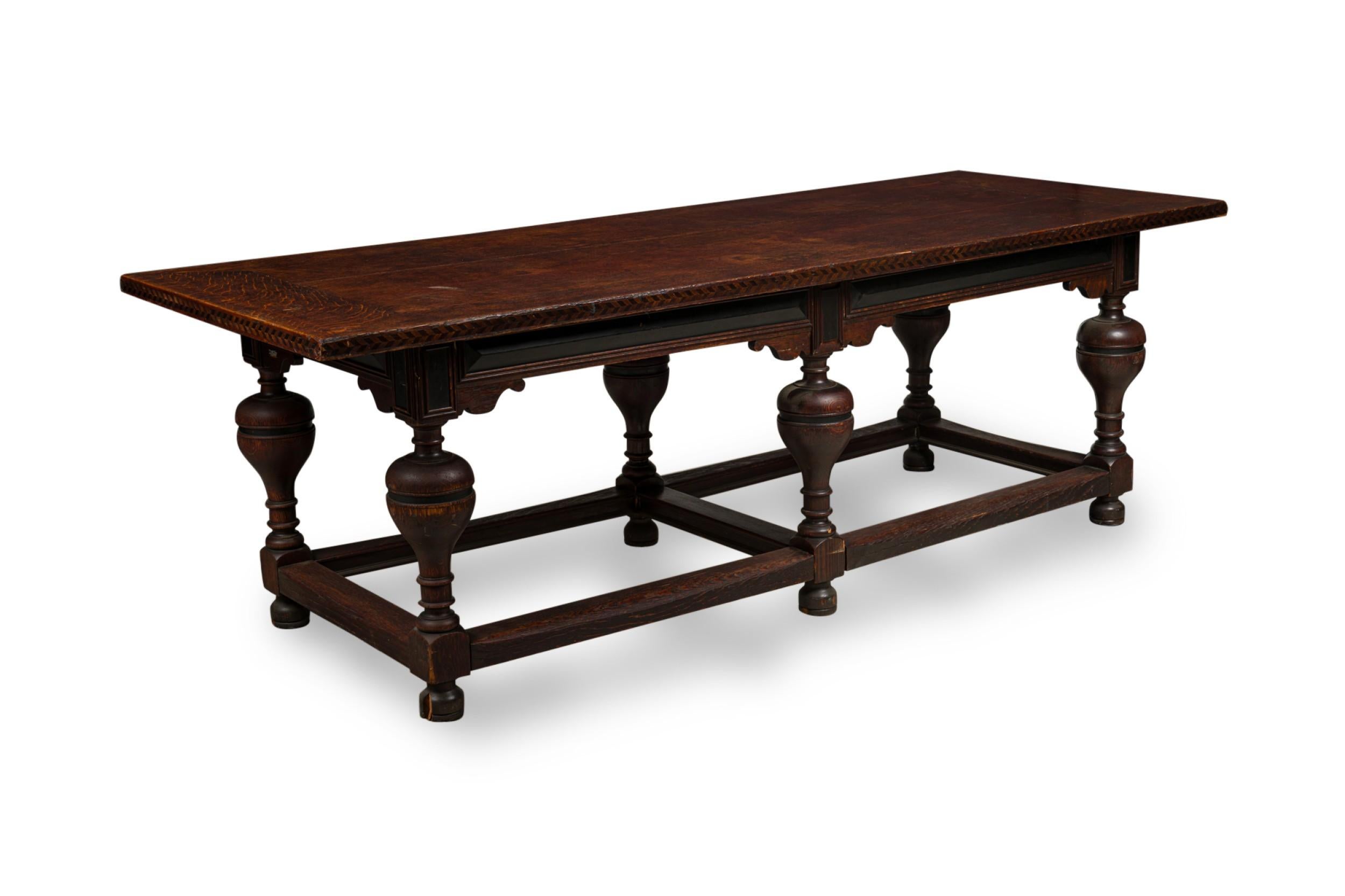 English Renaissance Style Wood Dining / Conference Table In Good Condition For Sale In New York, NY