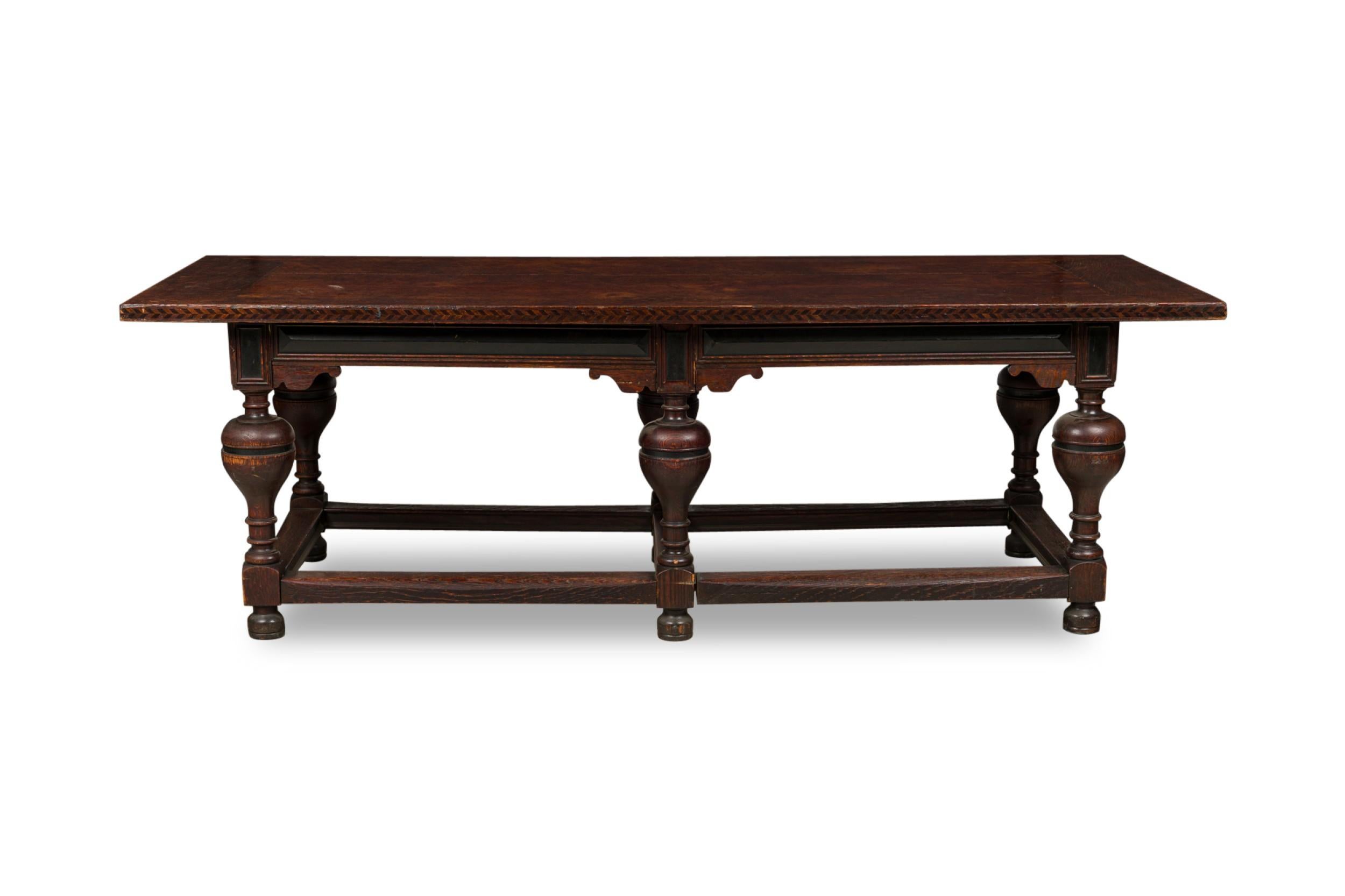 20th Century English Renaissance Style Wood Dining / Conference Table For Sale