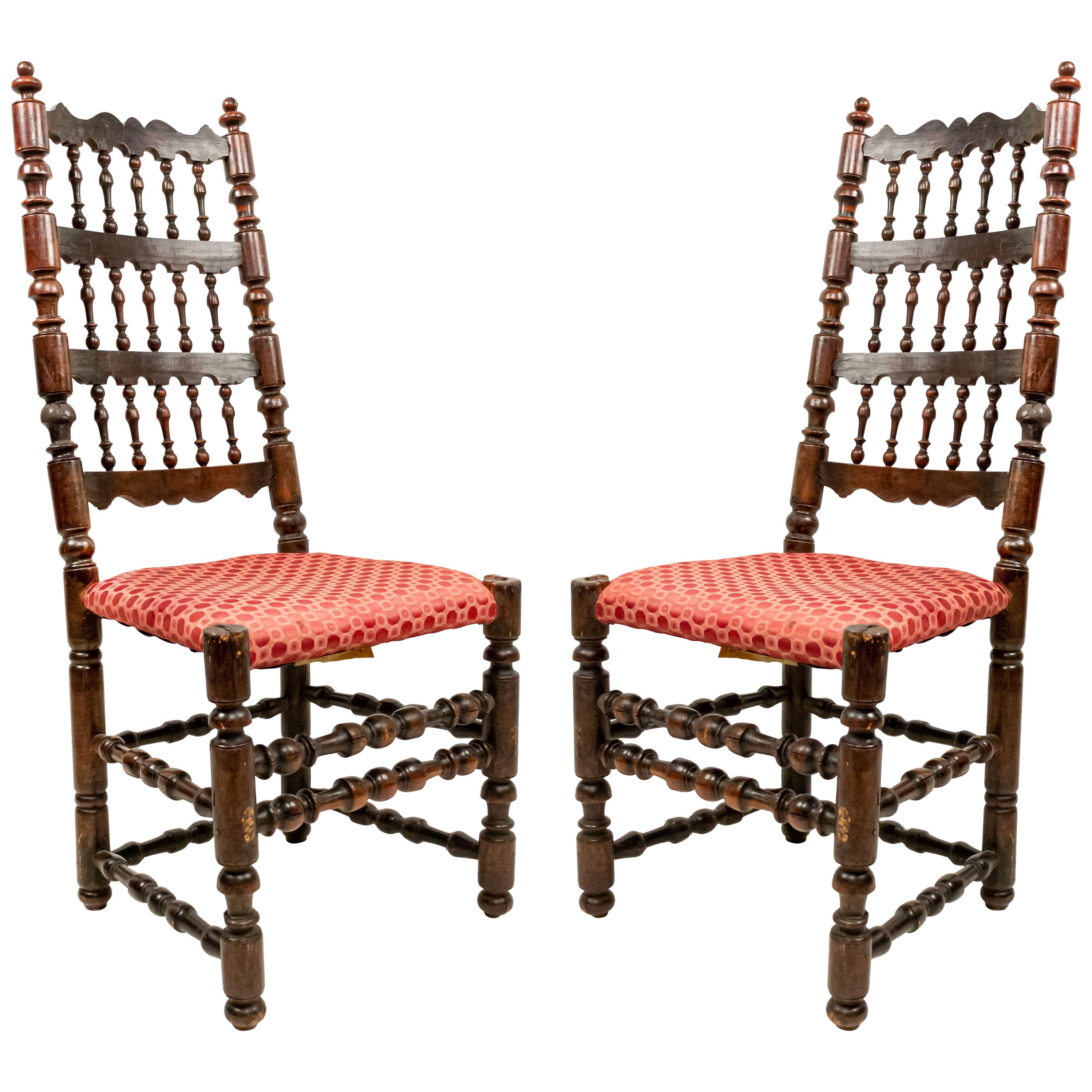 English Renaissance Walnut Side Chairs For Sale