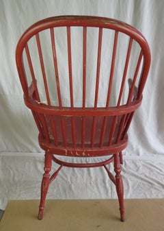 English Reproduction Stick Back Arm Chair in Red Paint