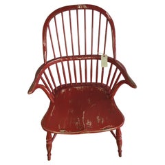 Reproduction anglaise du fauteuil à dossier bâton peint en rouge
