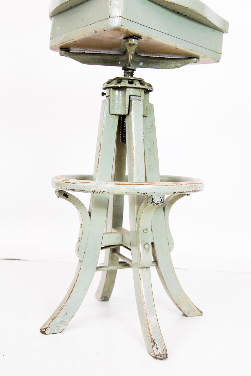 Wood English Revolving Youth Tall Stool For Sale
