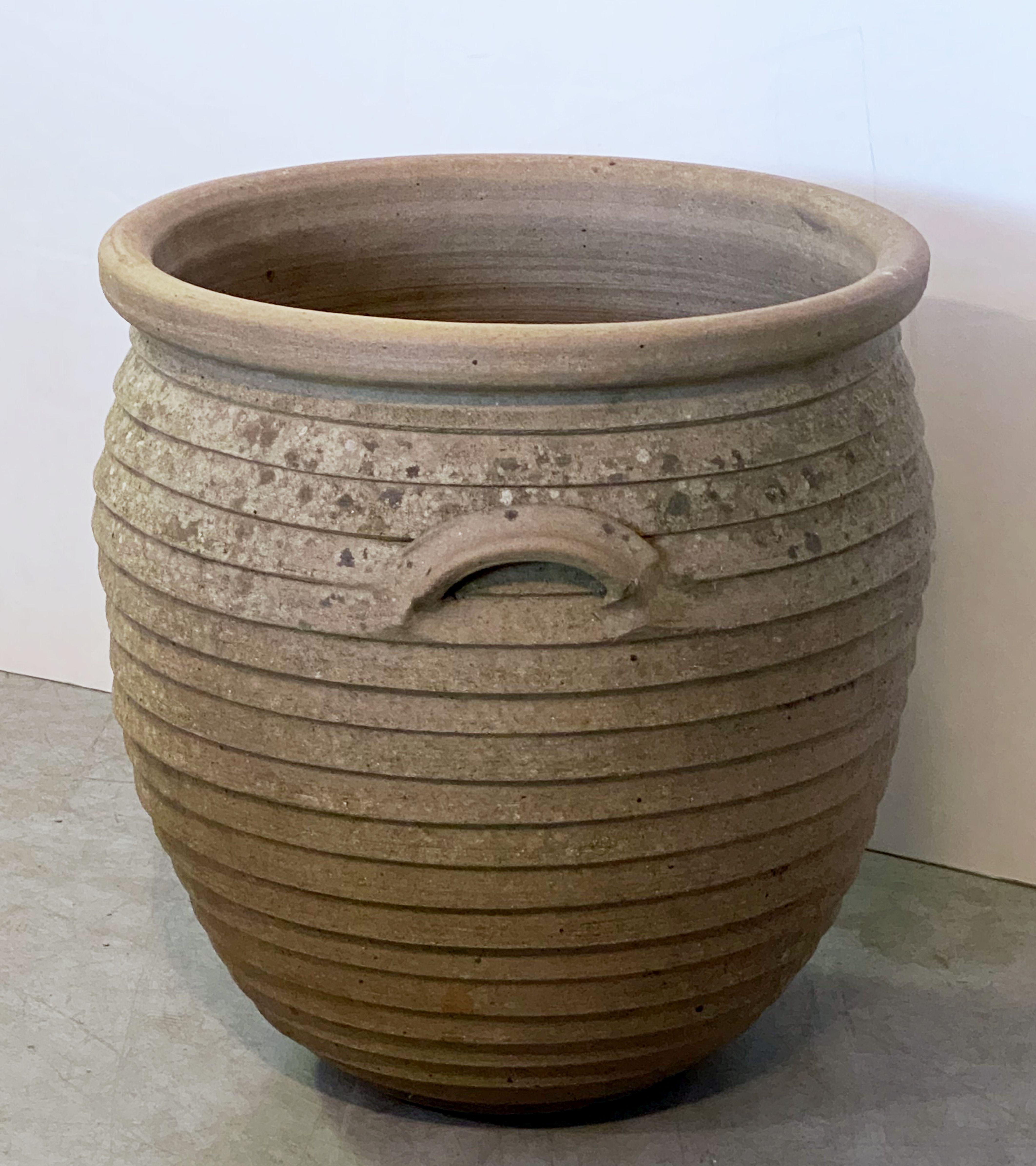 English Ribbed Terracotta Pot or Planter Jar for the Garden 9