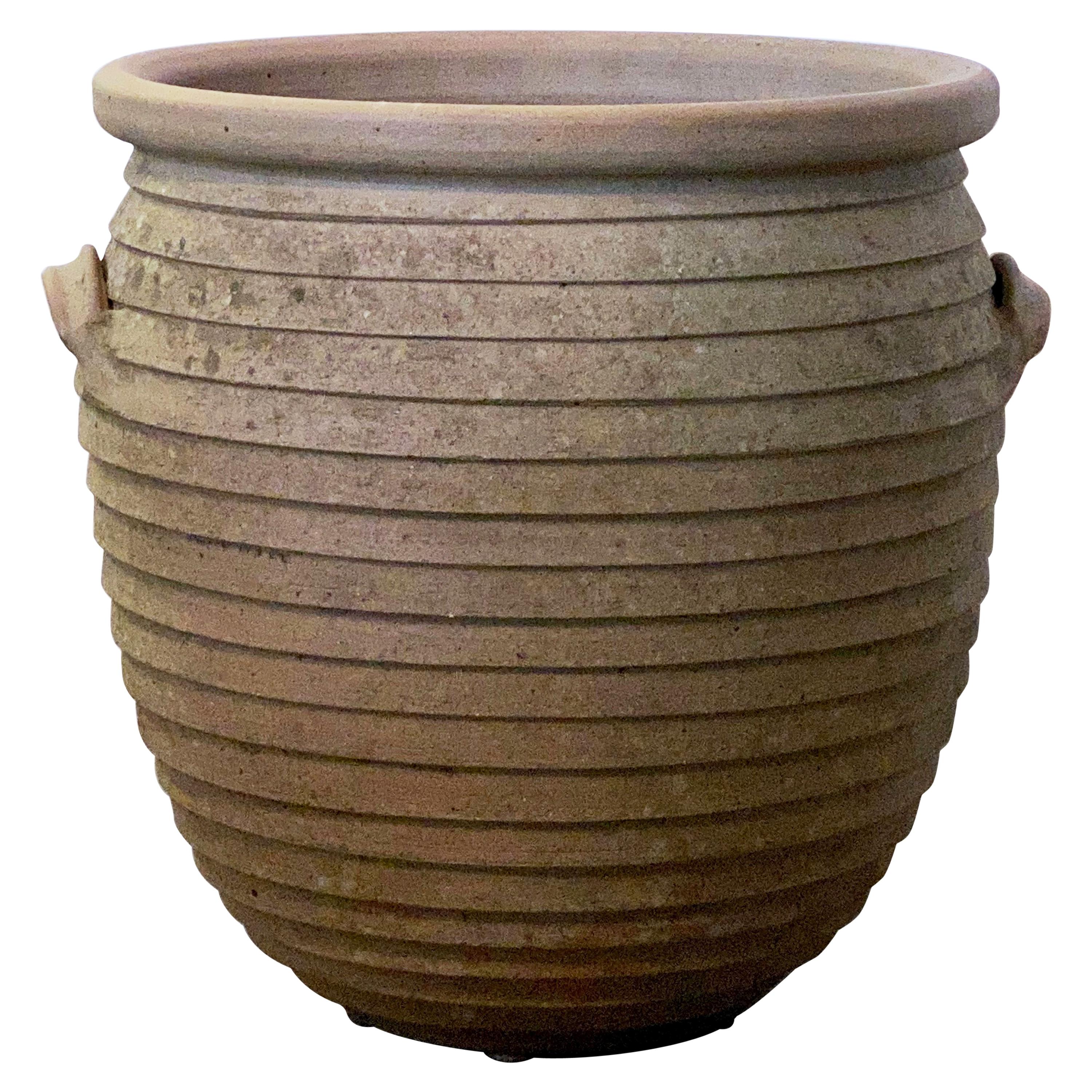 English Ribbed Terracotta Pot or Planter Jar for the Garden