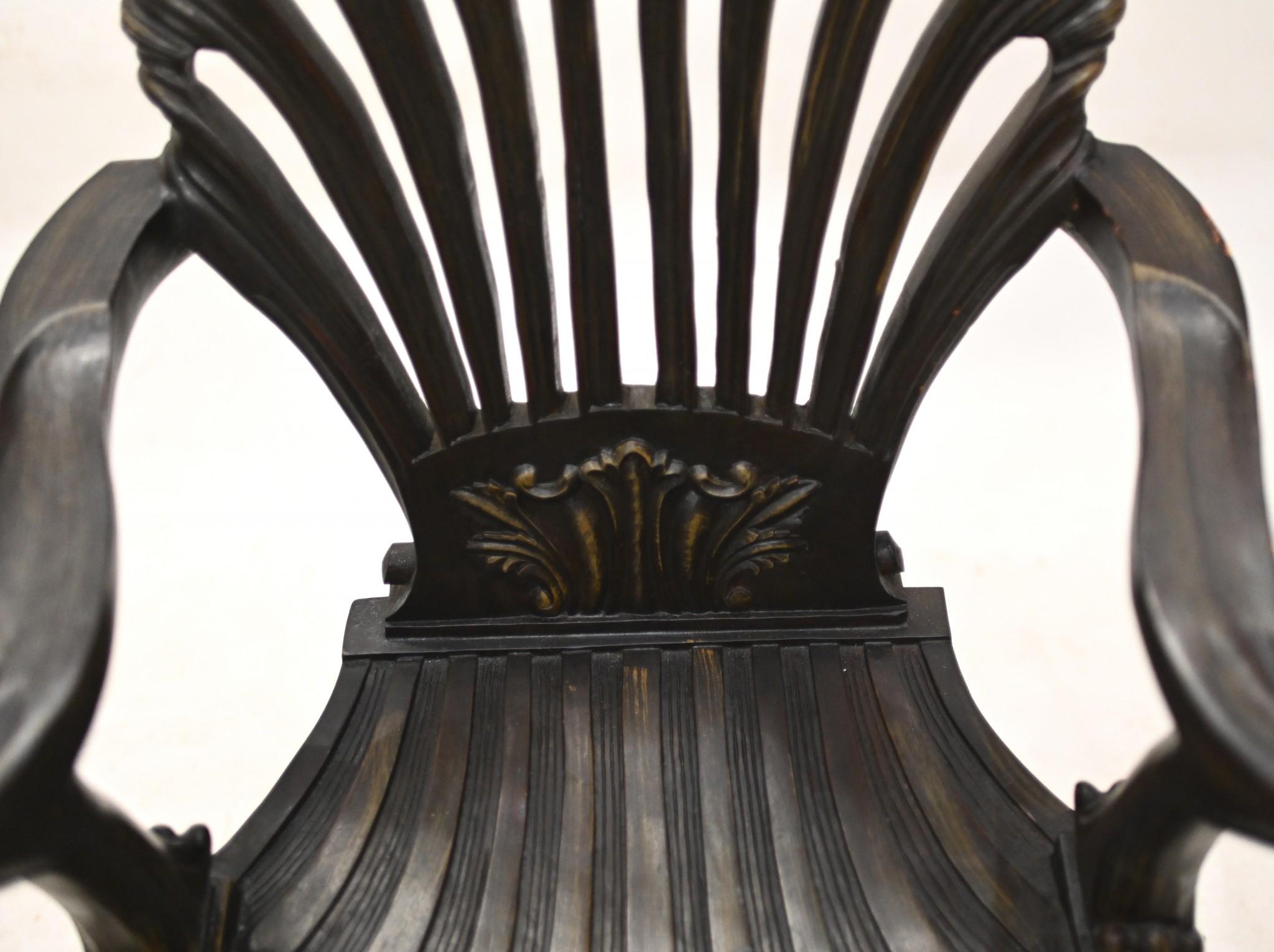 Mid-20th Century English Rococo Grotto Chairs Carved Seats 1930 For Sale