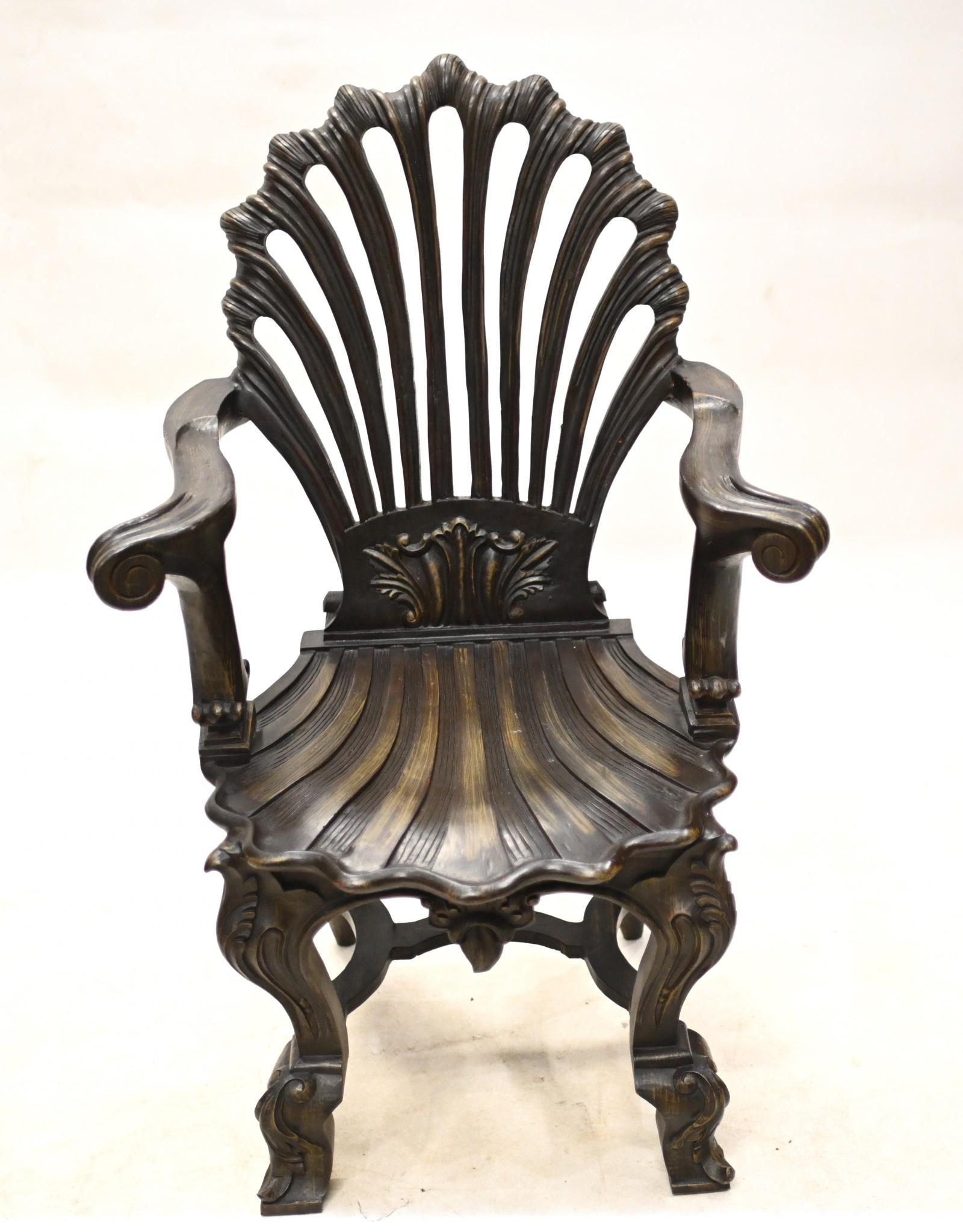 English Rococo Grotto Chairs Carved Seats 1930 For Sale 1