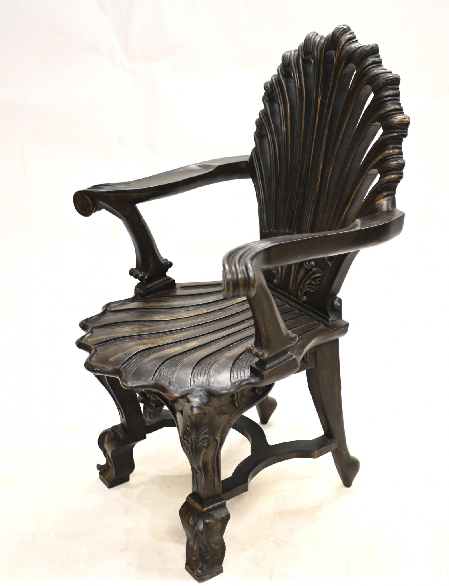 English Rococo Grotto Chairs Carved Seats 1930 For Sale 4