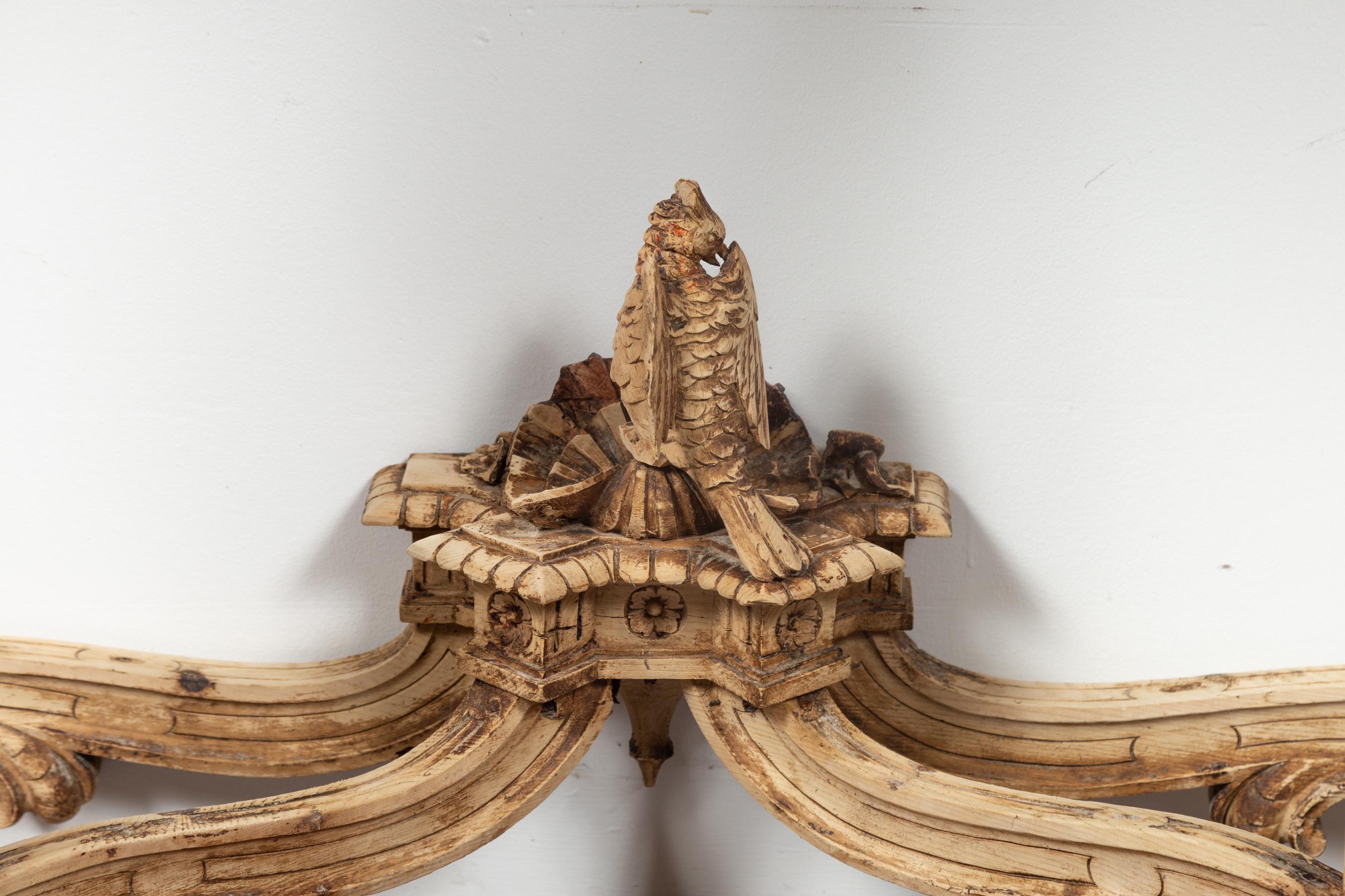 English Rococo Style 1880s Carved and Bleached Oak Console Table with Deer Heads For Sale 8