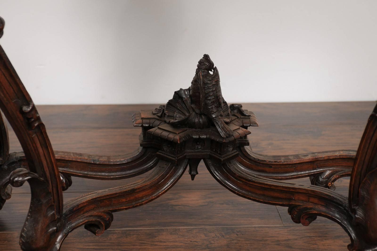 English Rococo Style 1880s Carved Console Table with Deer Heads and Hoofed Feet 2