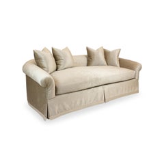 English Roll Arm Sofa with Curved Back and Kick-Pleat Skirt COM