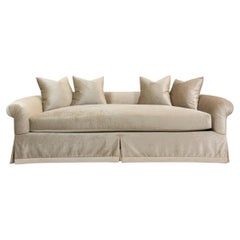 English Roll Arm Sofa with Curved Back and Kick-Pleat Skirt COM