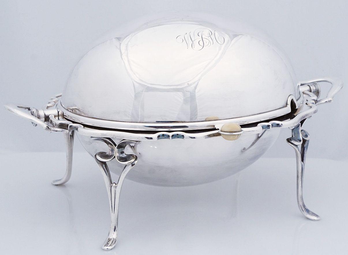 English Roll-Over Dome Top Silver Tureen or Footed Serving Dish 5