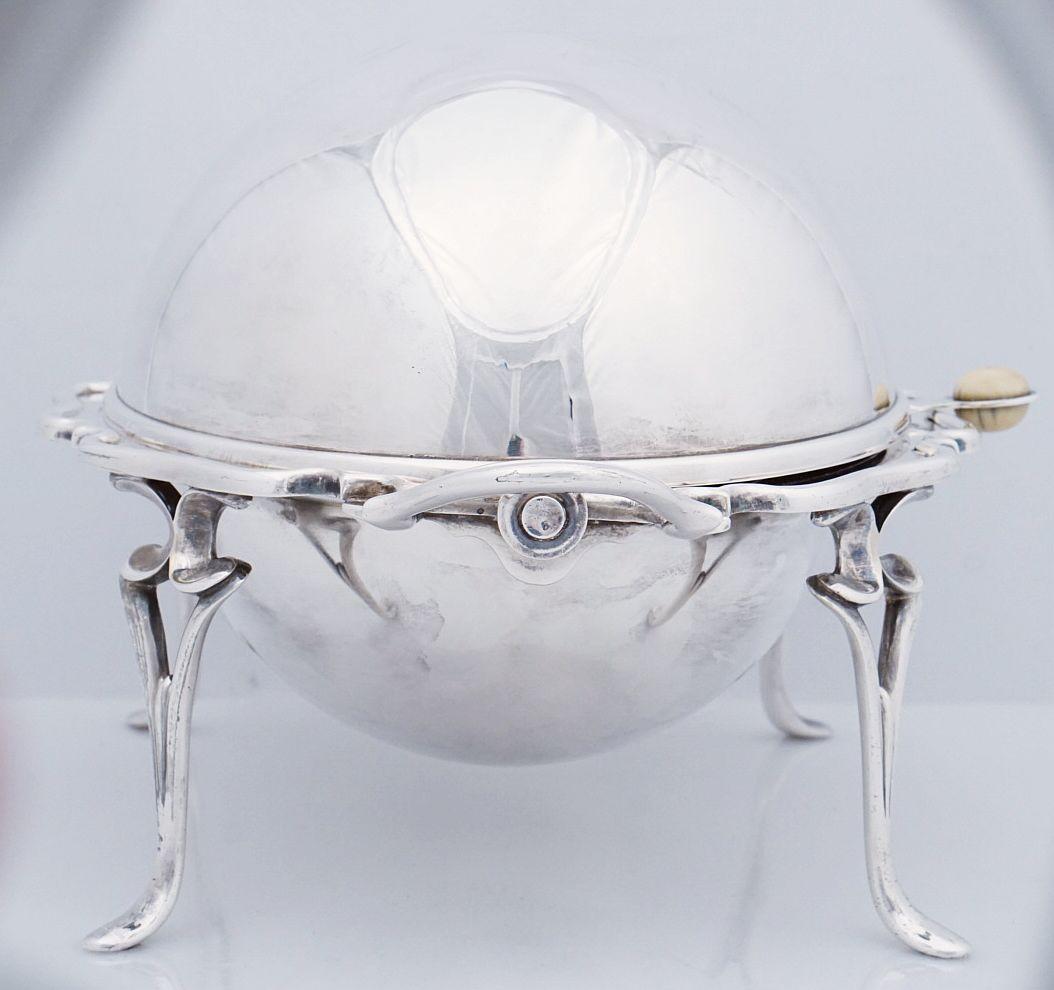 English Roll-Over Dome Top Silver Tureen or Footed Serving Dish For Sale 7