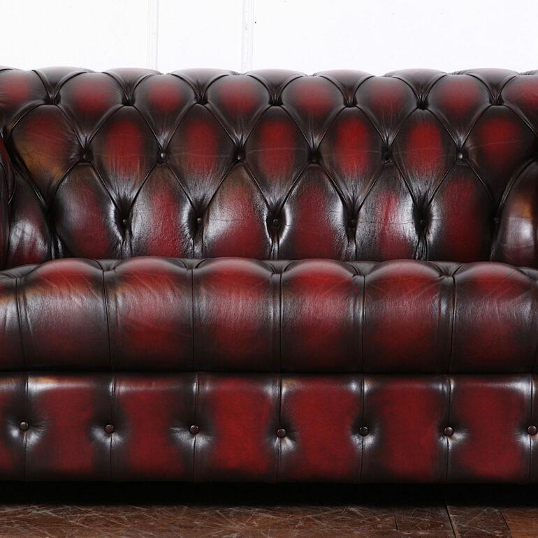English Rolled Arm Button Tufted Leather Love Seat Sofa 2