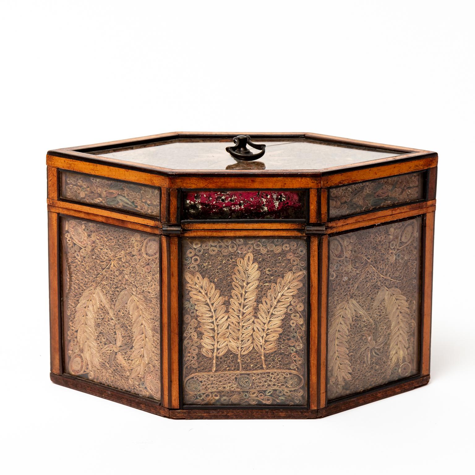 18th Century and Earlier English Rolled Paper or Quilled Paper Tea Caddy For Sale