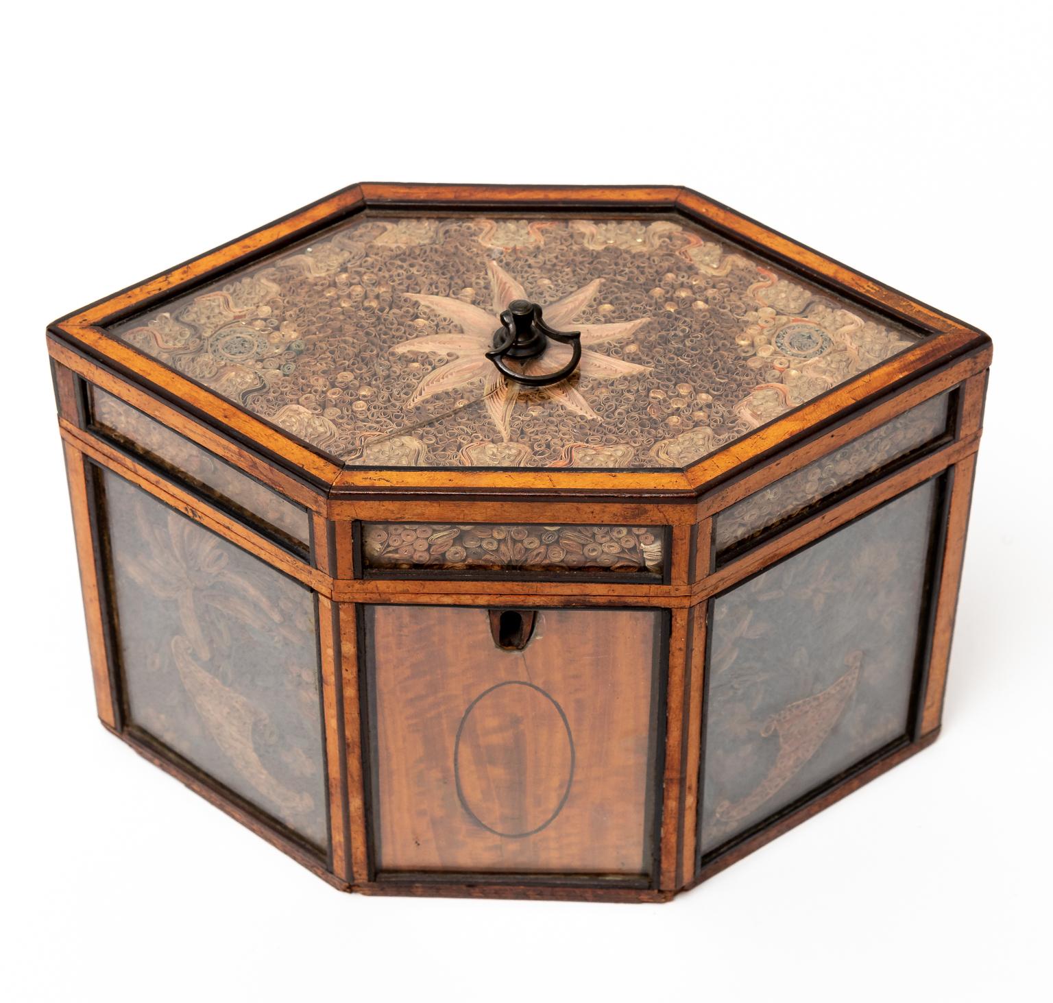 English Rolled Paper or Quilled Paper Tea Caddy For Sale 1
