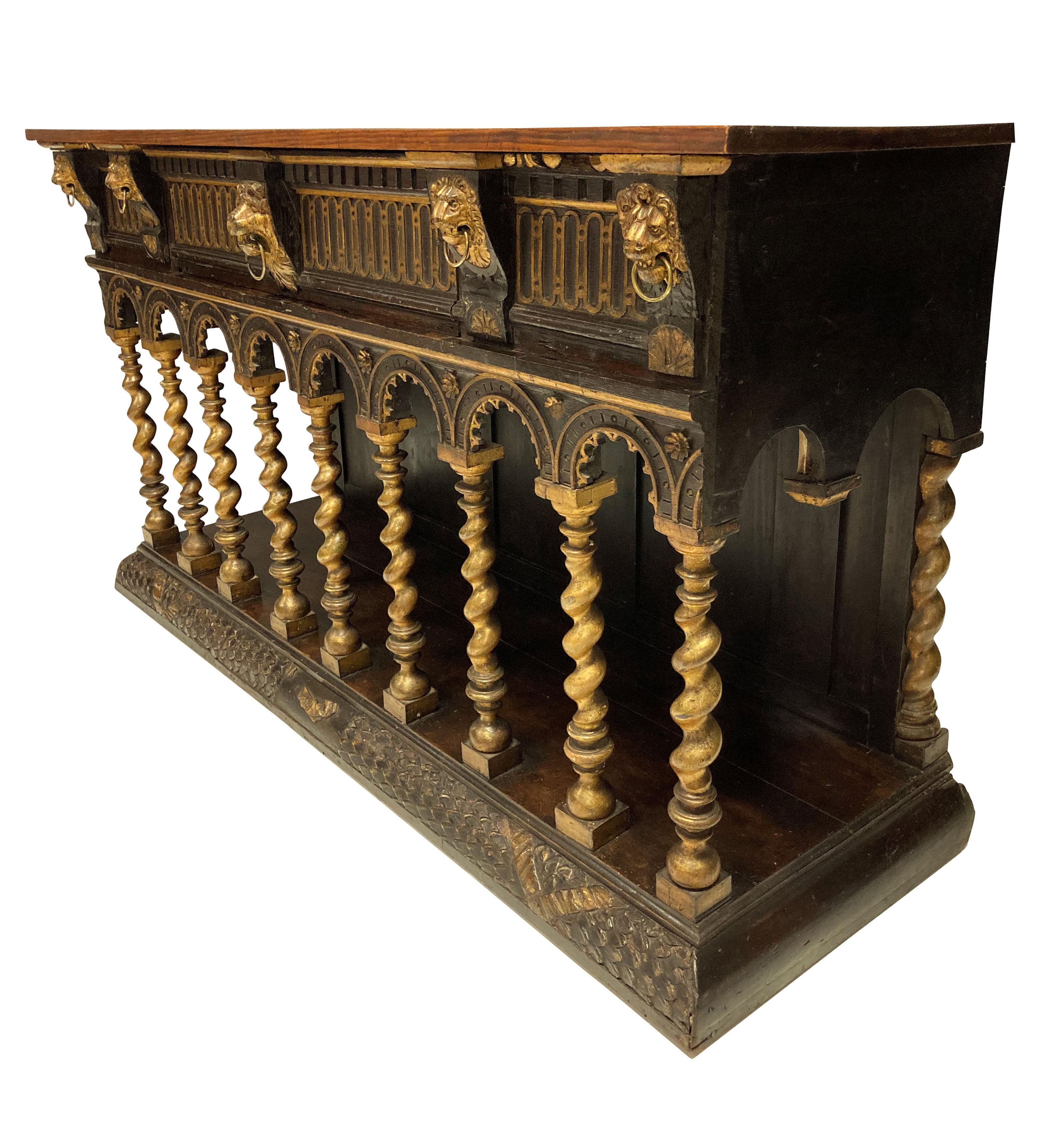 Late 19th Century English Romanesque Sideboard in the Manner of William Burges