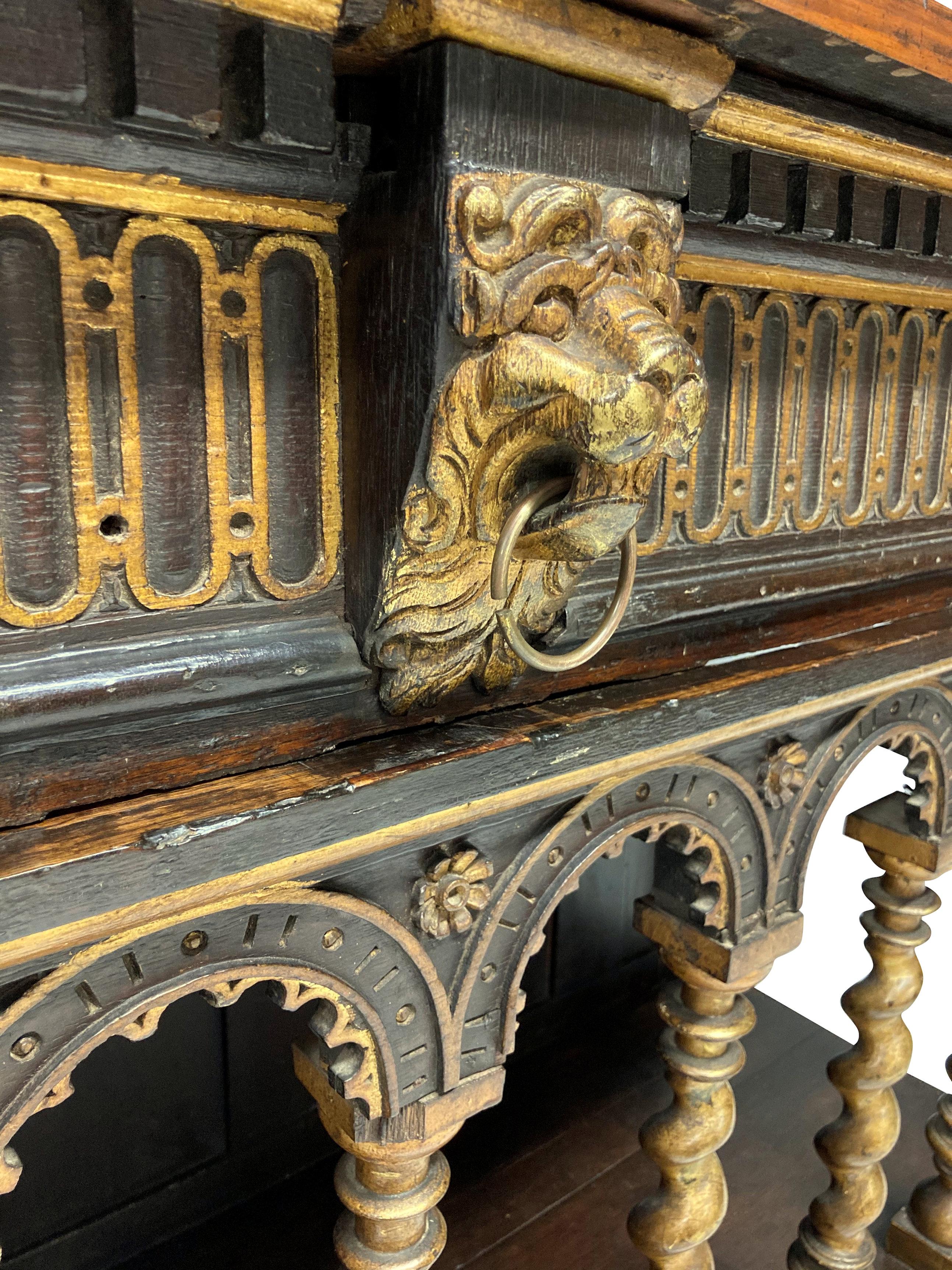 English Romanesque Sideboard in the Manner of William Burges 1