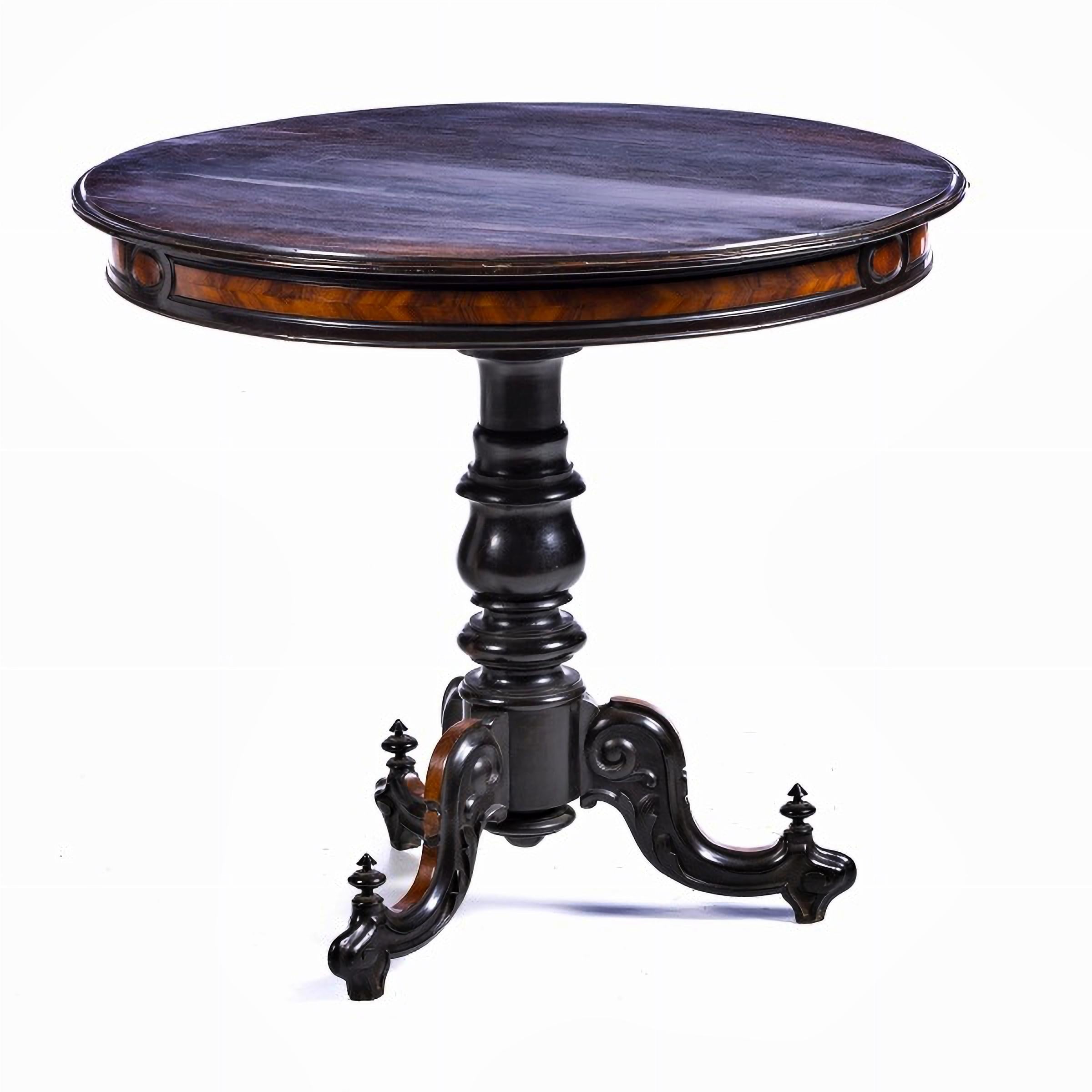Hand-Crafted ENGLISH ROMANTIC CENTER TABLE 19th Century  For Sale