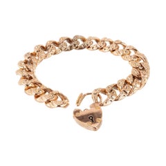 English Rose Gold Heart Catch Link Bracelet