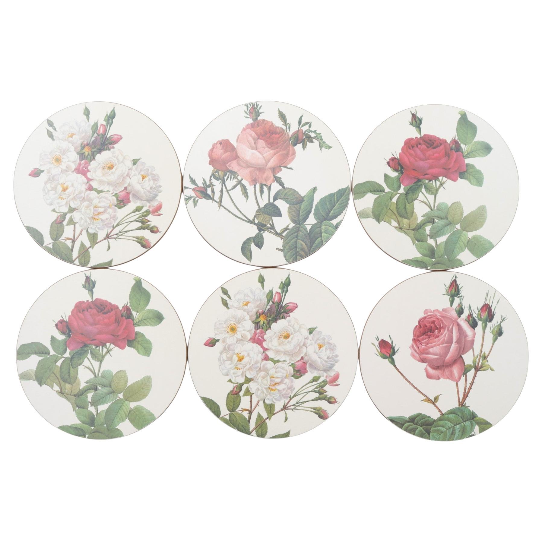 English Rose Redouté Placemats, Set of 6 For Sale