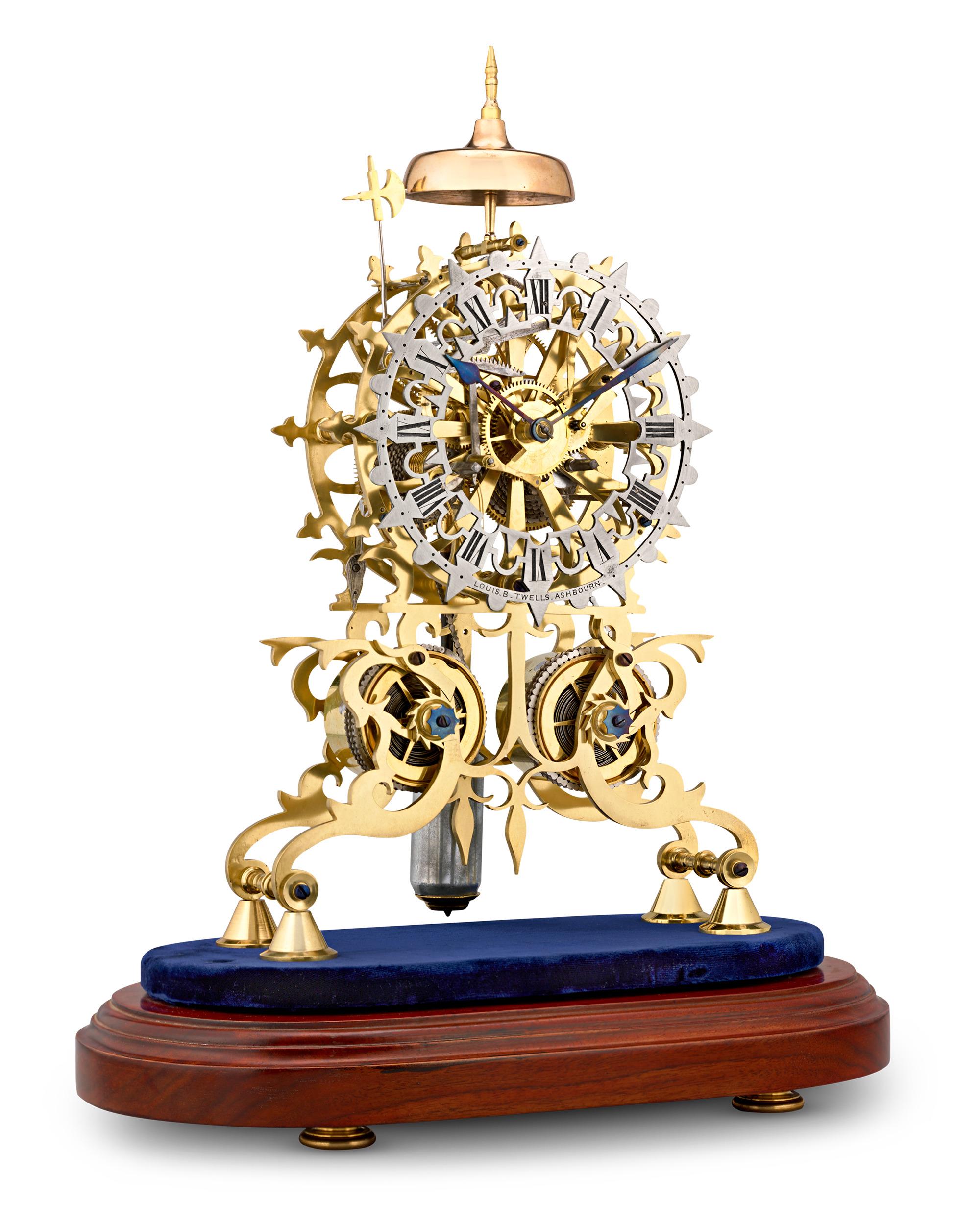 English Rose Window Skeleton Clock
Evans of Handsworth
Circa 1885

This exceptional skeleton clock transforms the grandeur of Notre-Dame Cathedral's rose window into a functioning horological masterpiece. Created by the celebrated firm Evans of