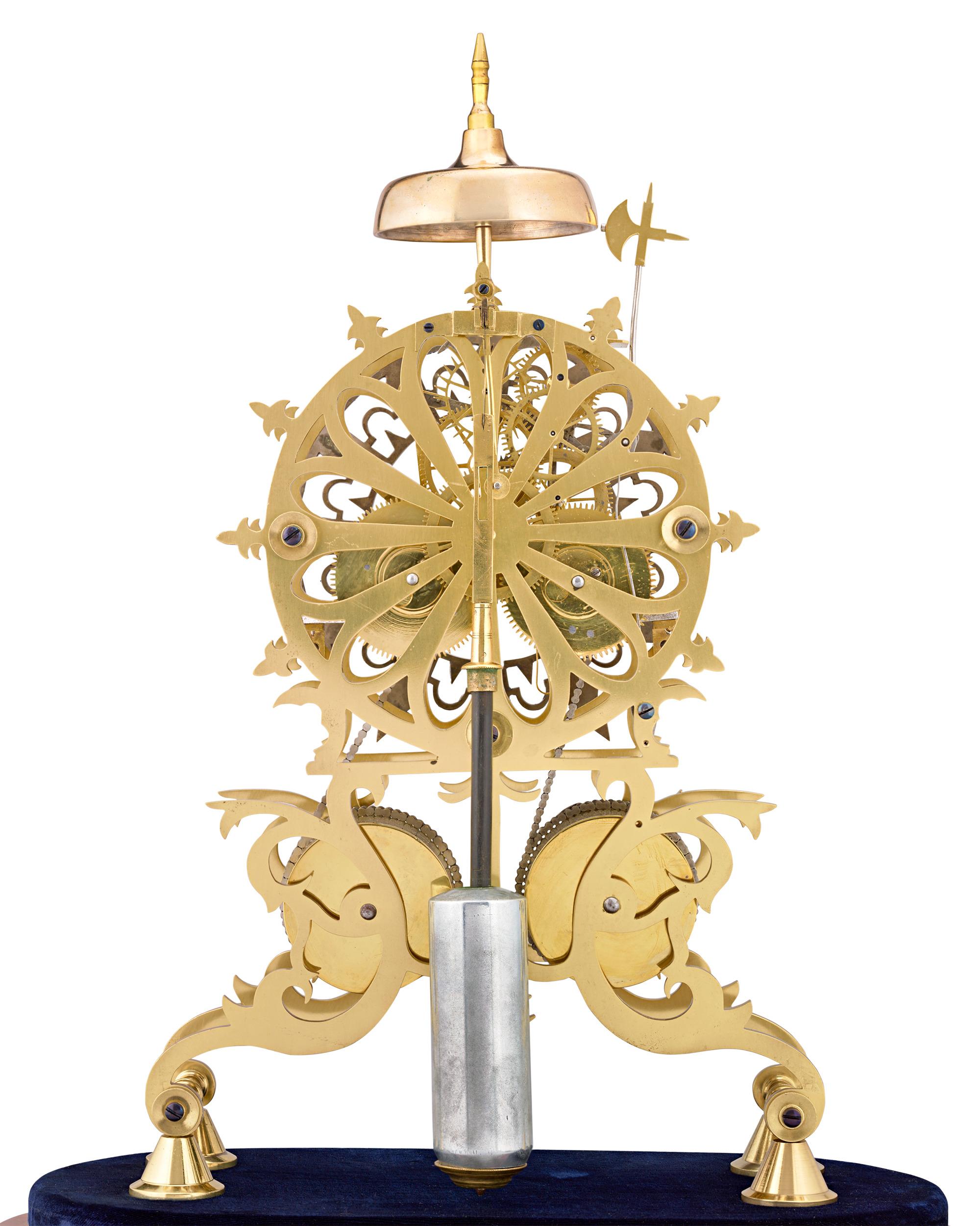 English Rose Window Skeleton Clock by Evans of Handsworth For Sale 1