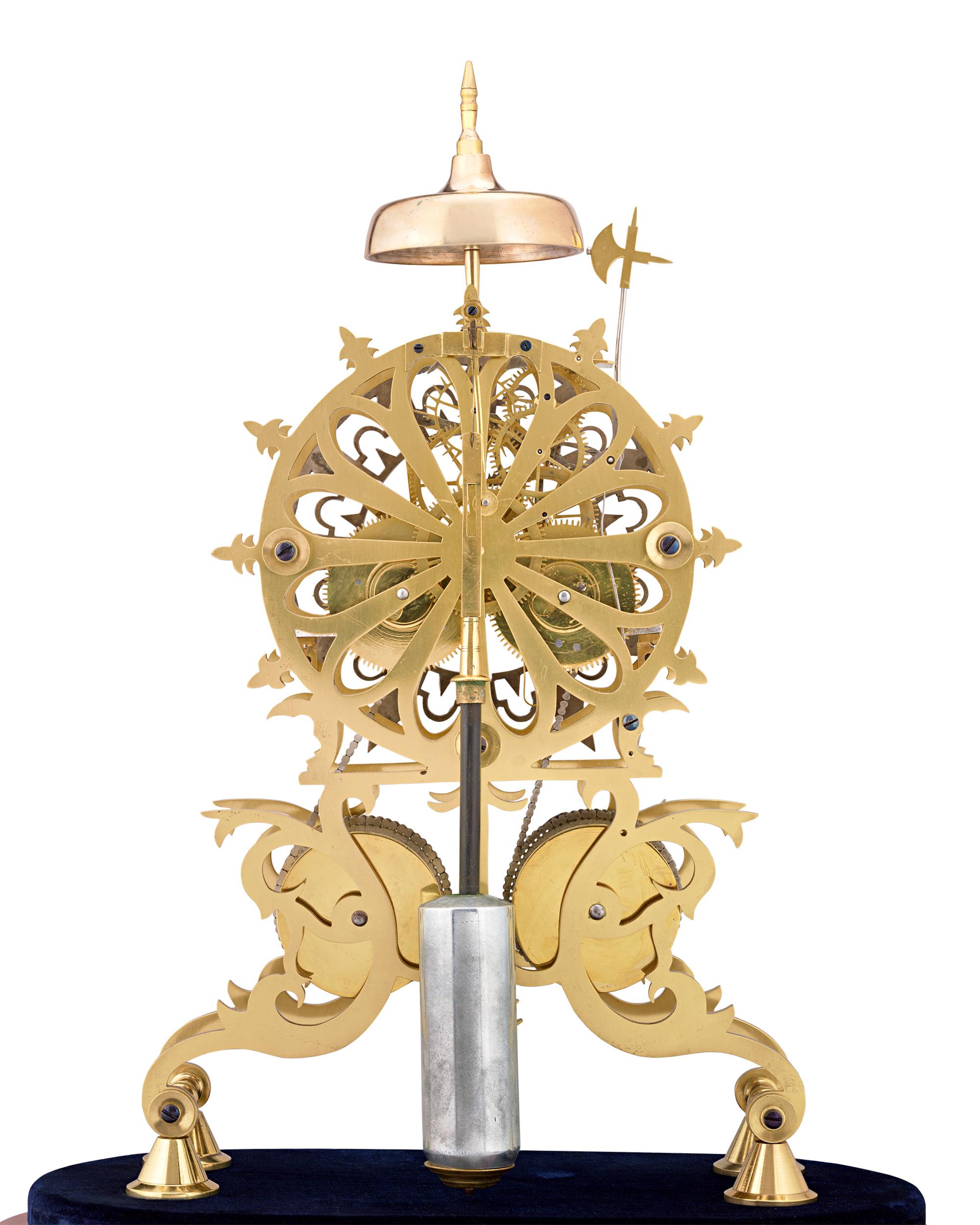 English Rose Window Skeleton Clock by Evans of Handsworth For Sale 2