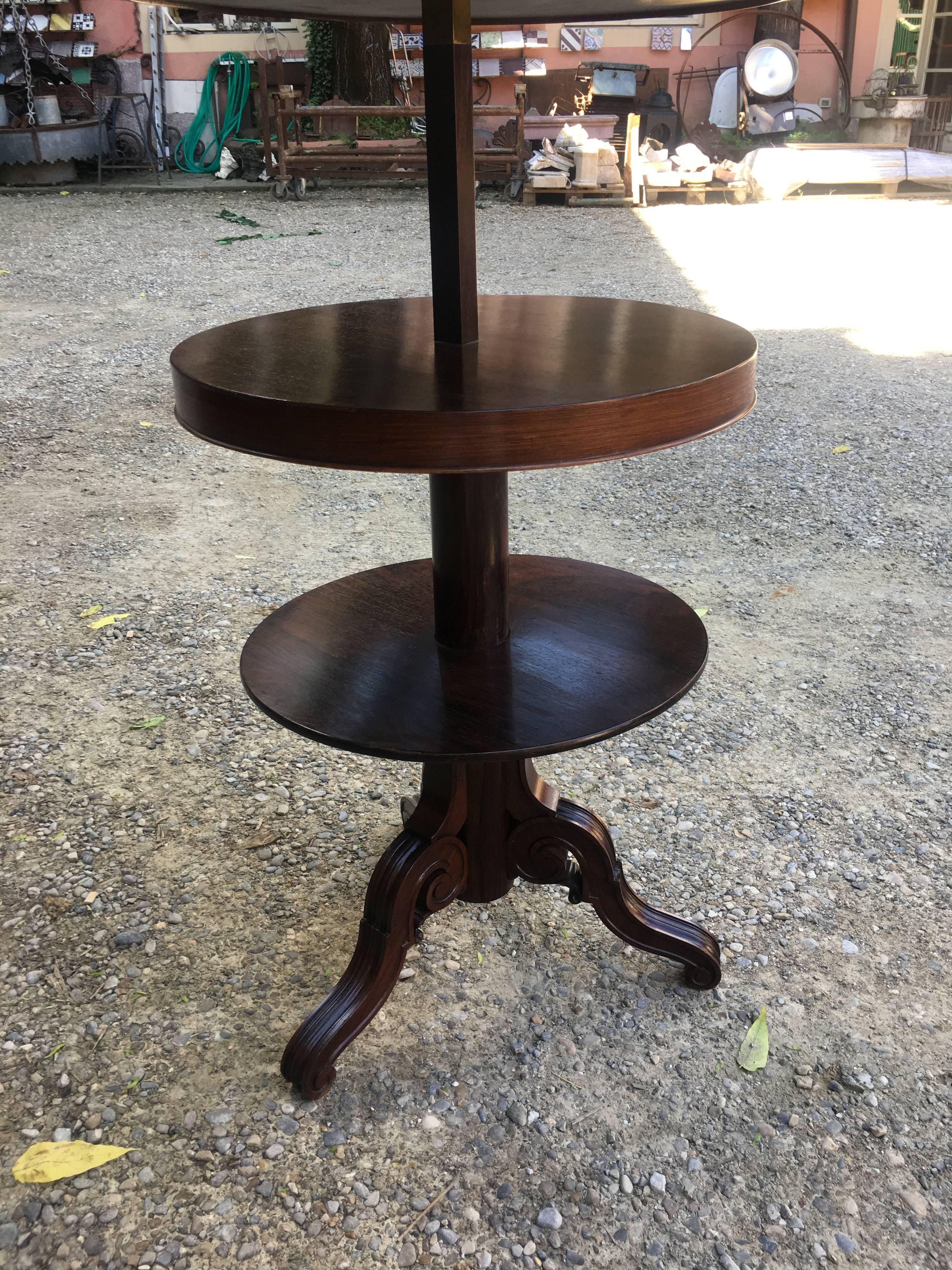 English Rosewood Adjustable Round Etagere or Shelves from 1850s For Sale 2