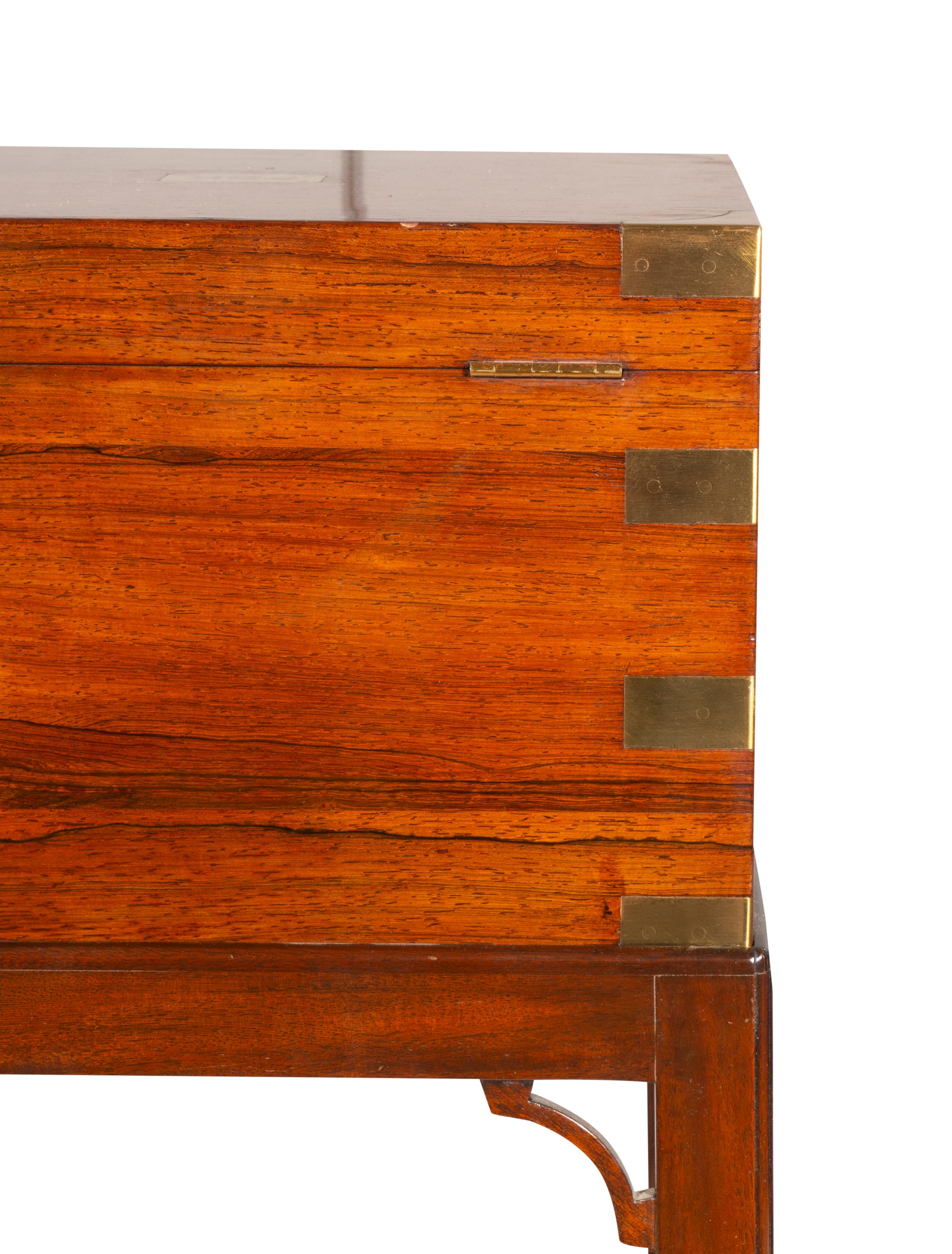 Edwardian English Rosewood And Brass Humidor On Stand For Sale