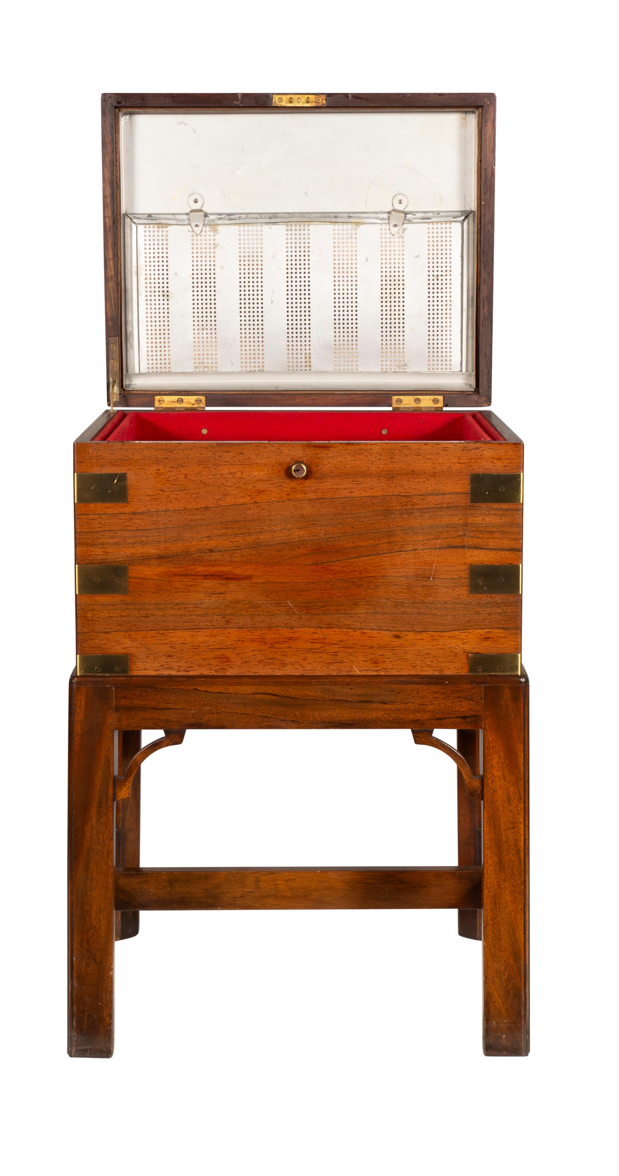 English Rosewood And Brass Humidor On Stand For Sale 1