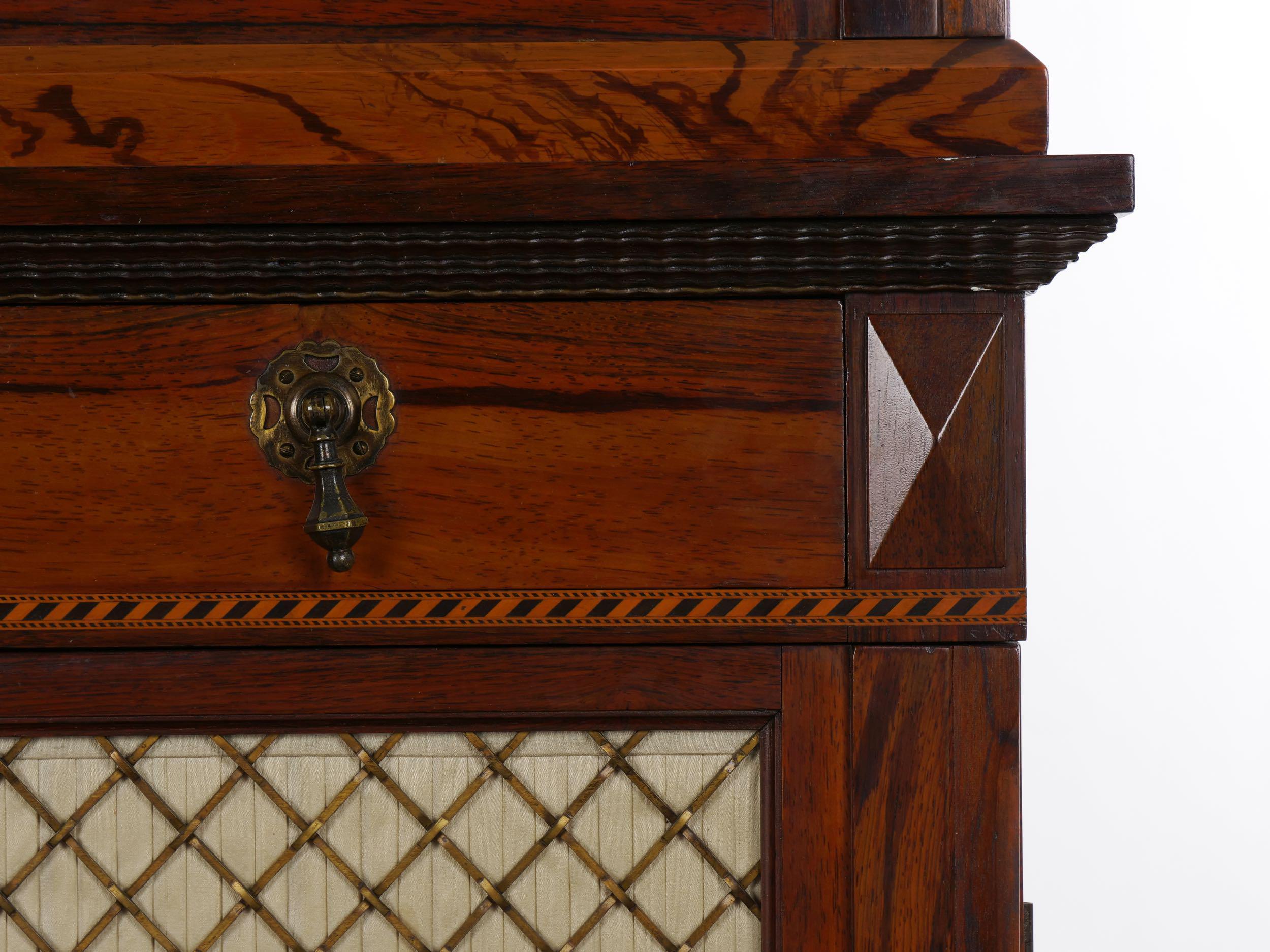 English Rosewood Antique Humidor Cabinet by Mellier & Co, London, circa 1880 For Sale 3
